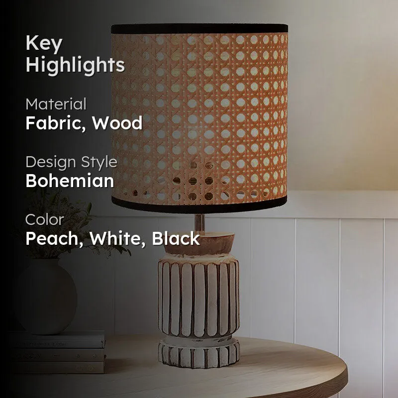 Pyrrah Rattan Fabric Table Lamp - Peach,White,Black media 2