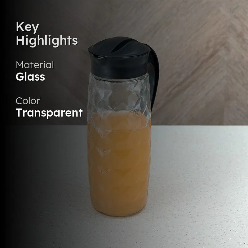 Domana Crystal Transparent Jug With Lid (Black) - 1600 mL media 2