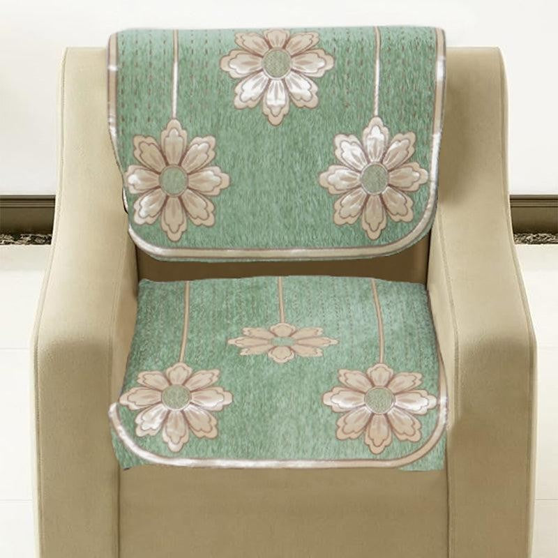 Mitha Floral  Sofa Cover (Green) - Set Of Six media 4