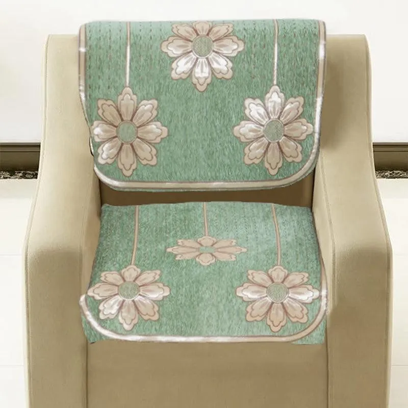 Mitha Floral  Sofa Cover (Green) - Set Of Six media 4