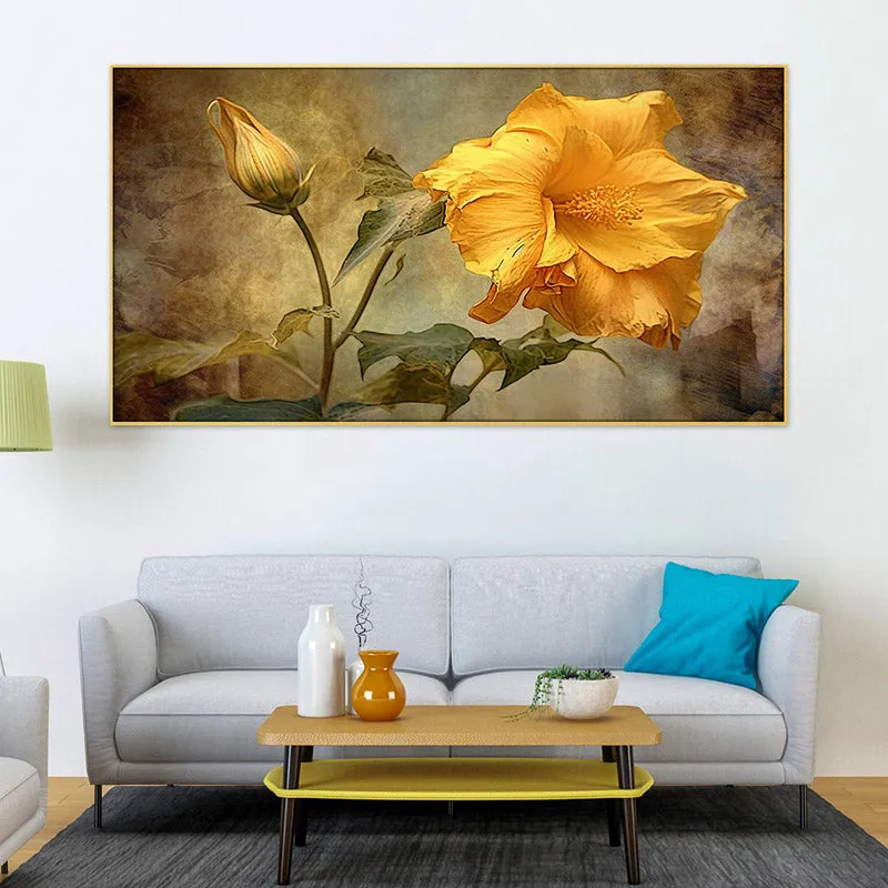 Shining Hibiscus Floral Canvas Wall Painting media 1