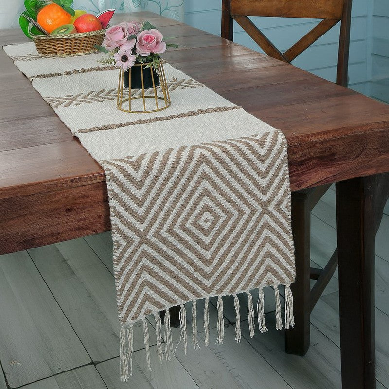Monochrome Stripes Fringe Cotton Table Runner