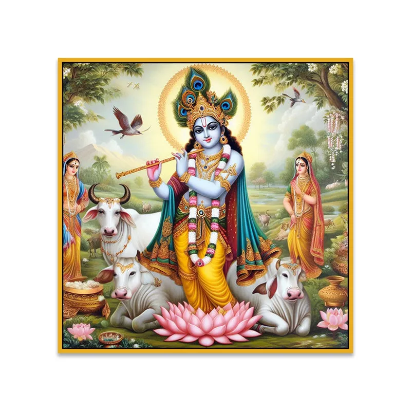 Vibrant Gopala Canvas Wall Art With Frame media 5