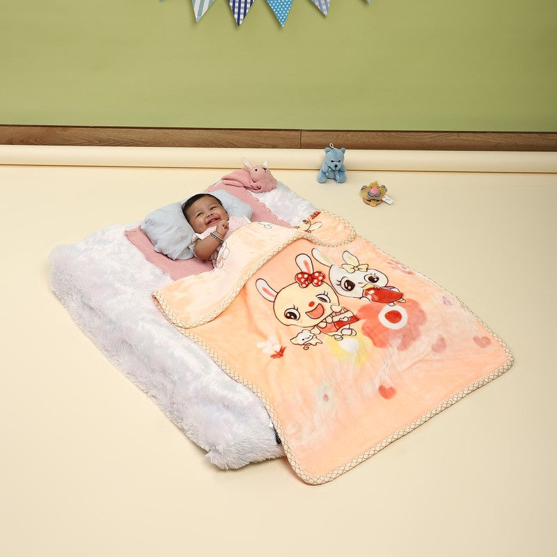 Monte Carlo Bunny Bliss Blanket (Peach) - 550 GSM