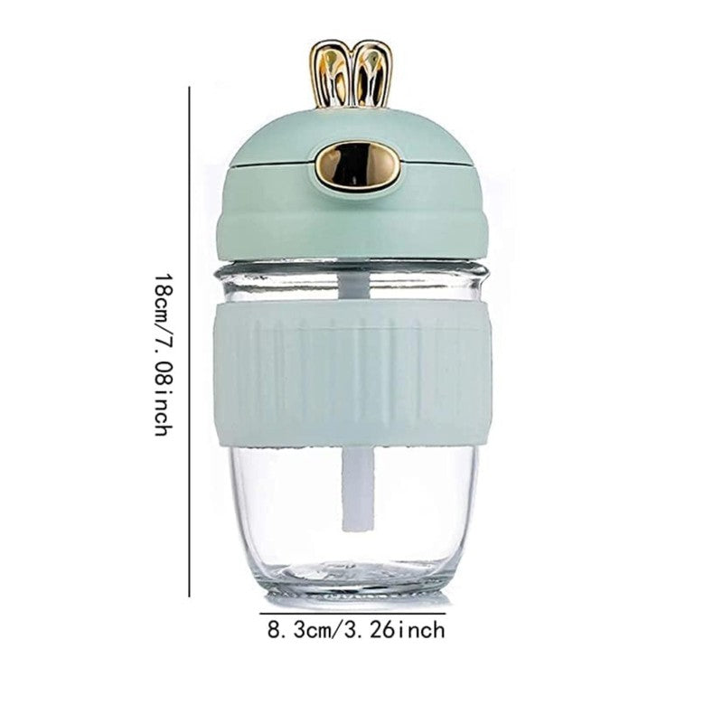 Blue Glass Tumbler with Adorable Bunny Ear Lid - 350 ML media 6