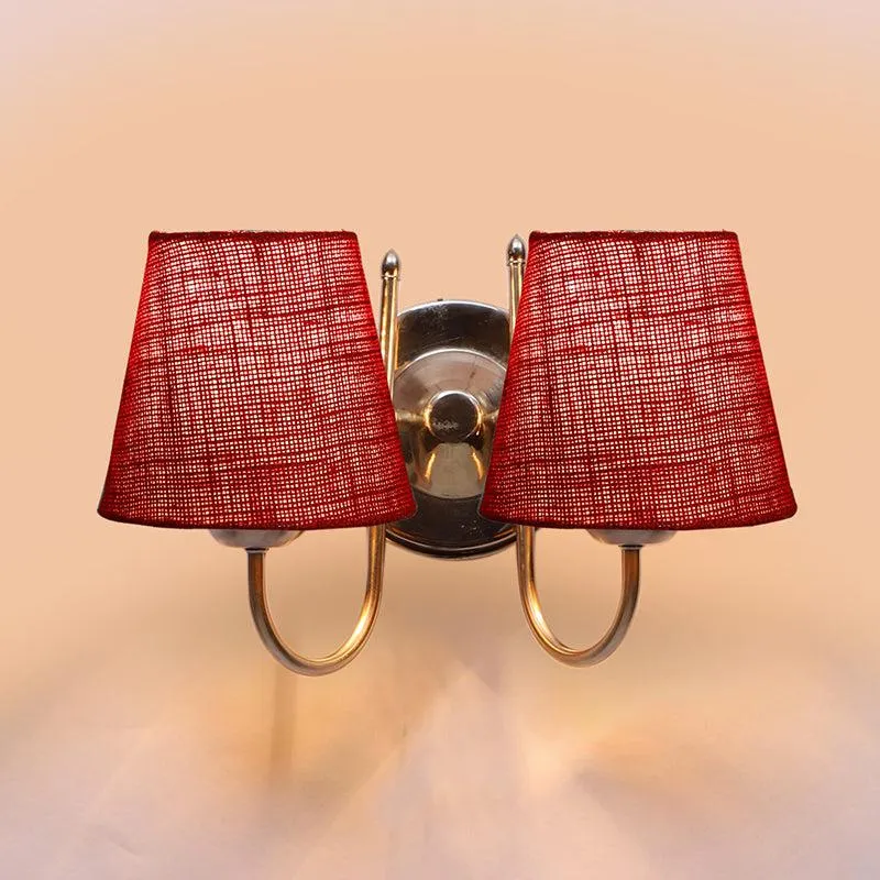 Veda Duo Conical Fabric & Metal Wall Lamp - Maroon media 3
