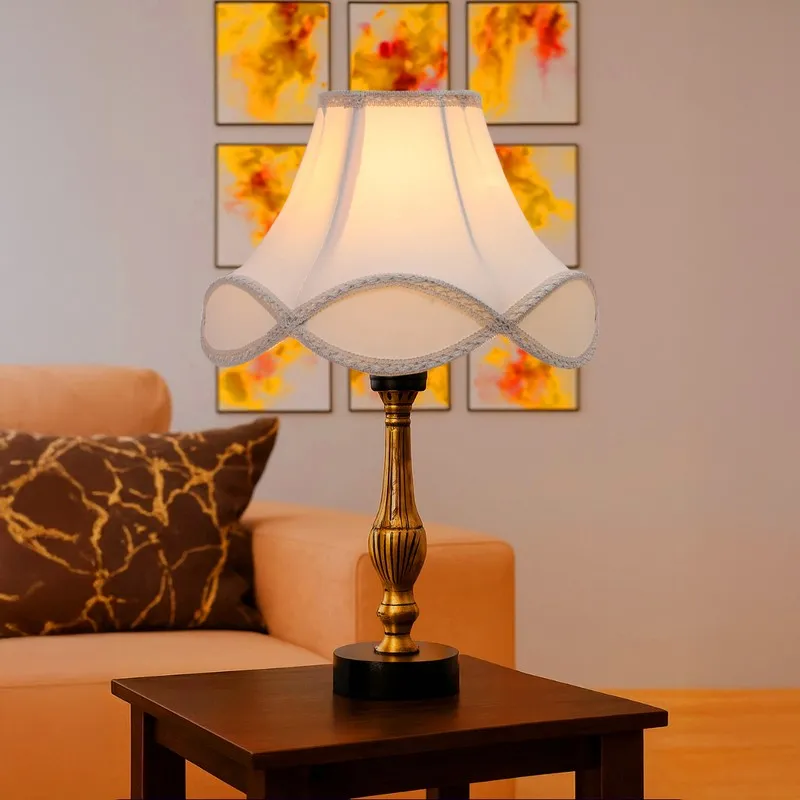 Aurelo Elro Wooden Table Lamp - OffWhite media 3
