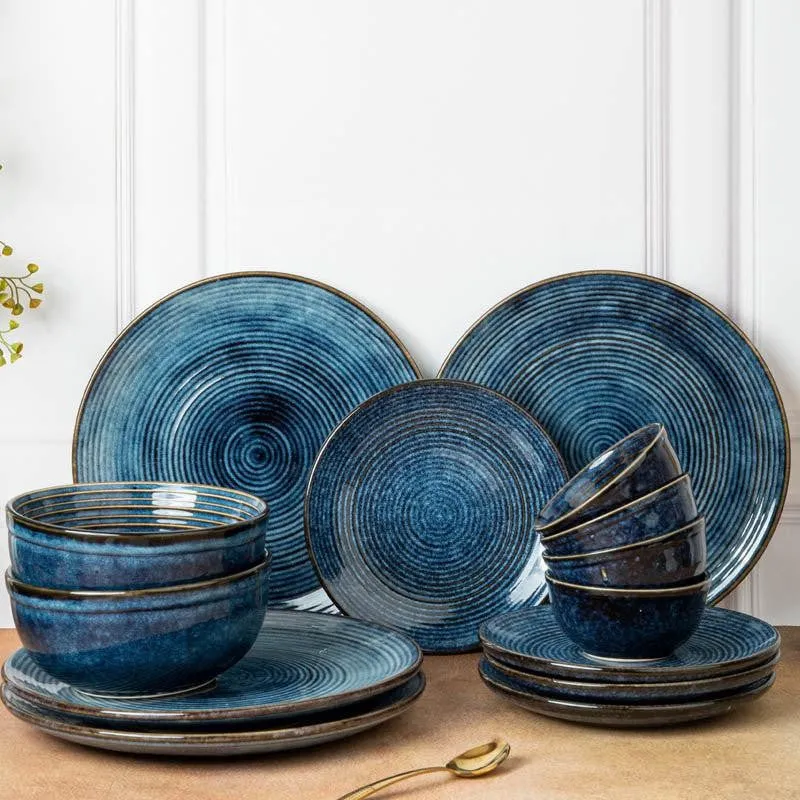 Meghneel Handmade Dinner Set (Blue) - 14 Piece Set media 1