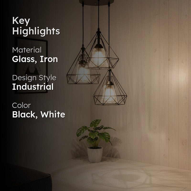Geometric Trio Glass Ceiling Lamp media 2
