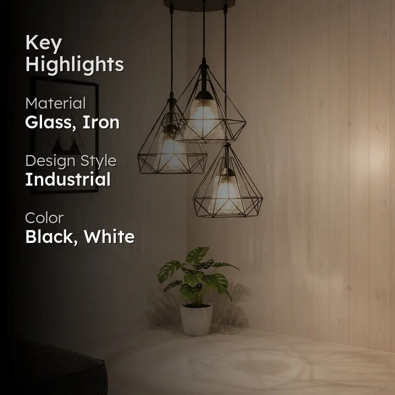Geometric Trio Glass Ceiling Lamp media 2