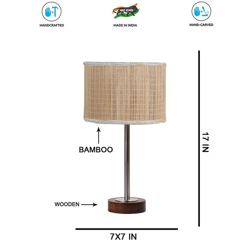 Bambou Rodin Wooden Table Lamp - Beige,Silver,Brown media 7