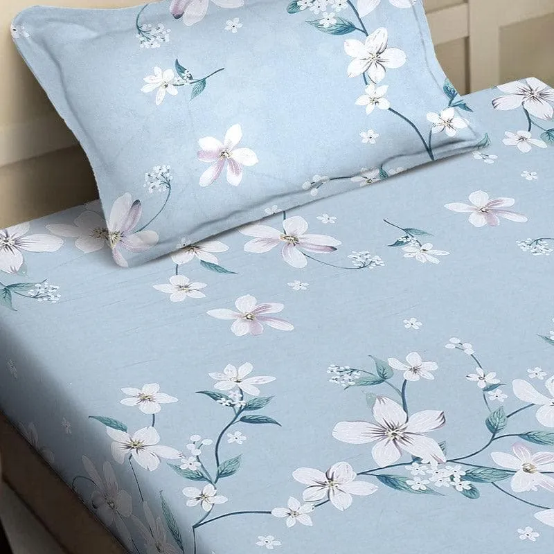 Mitusha Printed Cotton Bedsheet (Blue) - 200 TC media 3
