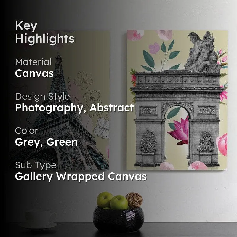 Paris Heritage Constructs Canvas Wall Painting - Set Of Two media 2