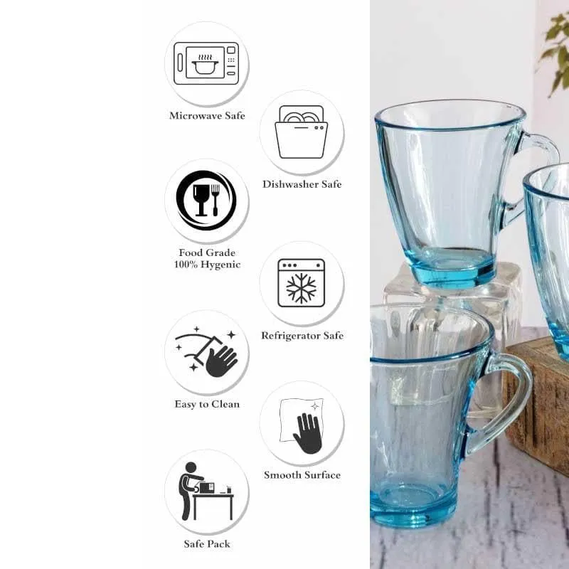 Pasabahce Glass Tea Cup (170 mL Each) /Blue)- Set of Six media 6