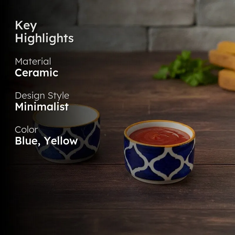 Servique Ceramic Dip Bowls (Blue,Yellow,40 mL Each) - Set Of Two media 2