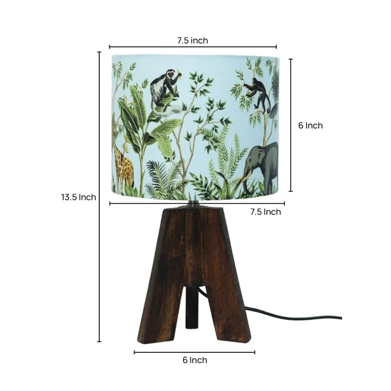 Forest Safari Wooden Base Cotton Table Lamp - Multicolor media 5