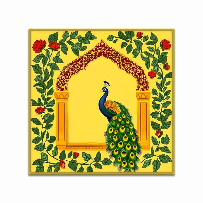 Mayura Jharokha Canvas Wall Art With Frame media 4