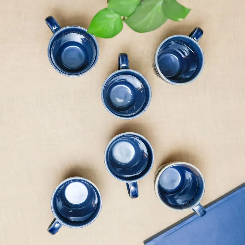 Ceramuse Ceramic Coffee Mug (300 mL Each/Deep Blue) - Set of Eight media 4