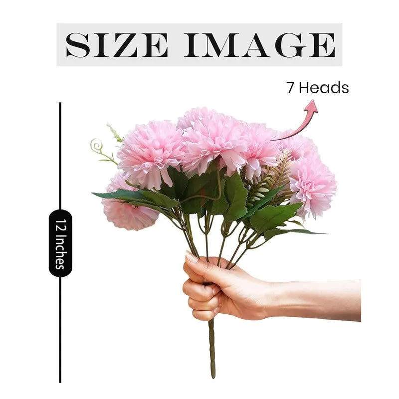Hortensia Chrysanthemum Silk Artificial Flower Sticks - Pink media 9