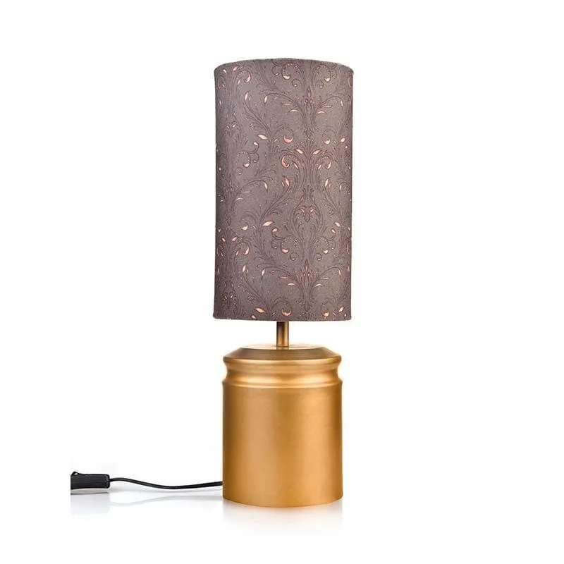 Earthy Brown Fabric Table Lamp - Grey,Gold media 3