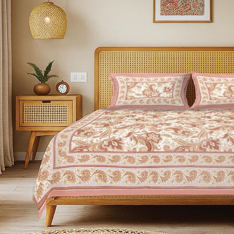 Urban Space Ethnic Bloom Cotton Bedsheet - 200 TC media 3