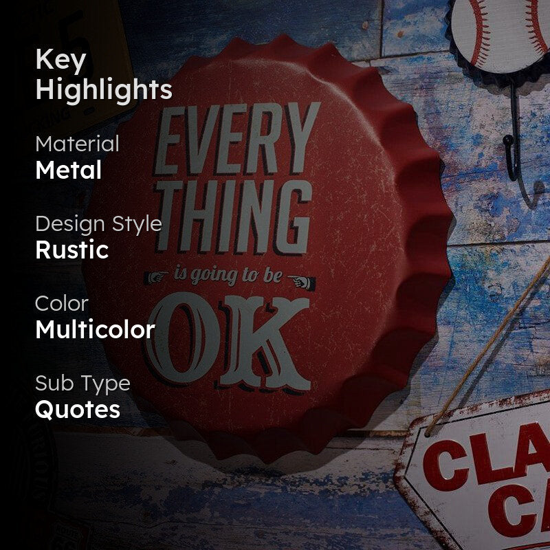 Everything Is Going To Be Ok Bottle Cap Metal Wall Accent media 2