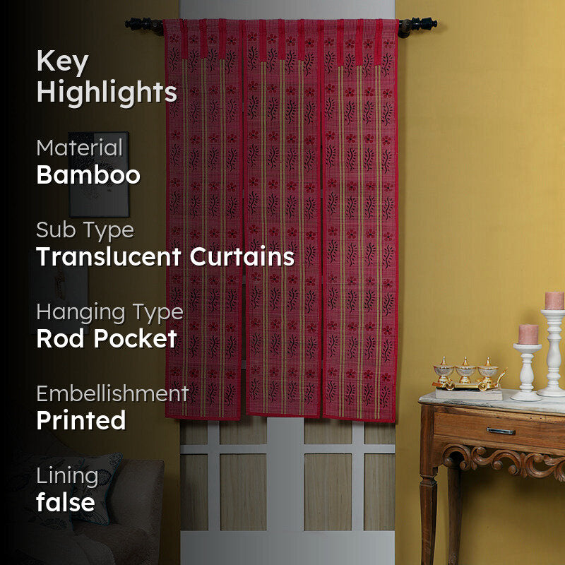 Forest Flow Three Panel Bamboo Curtain - Red media 2