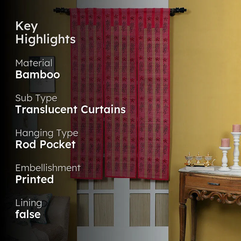 Forest Flow Three Panel Bamboo Curtain - Red media 2
