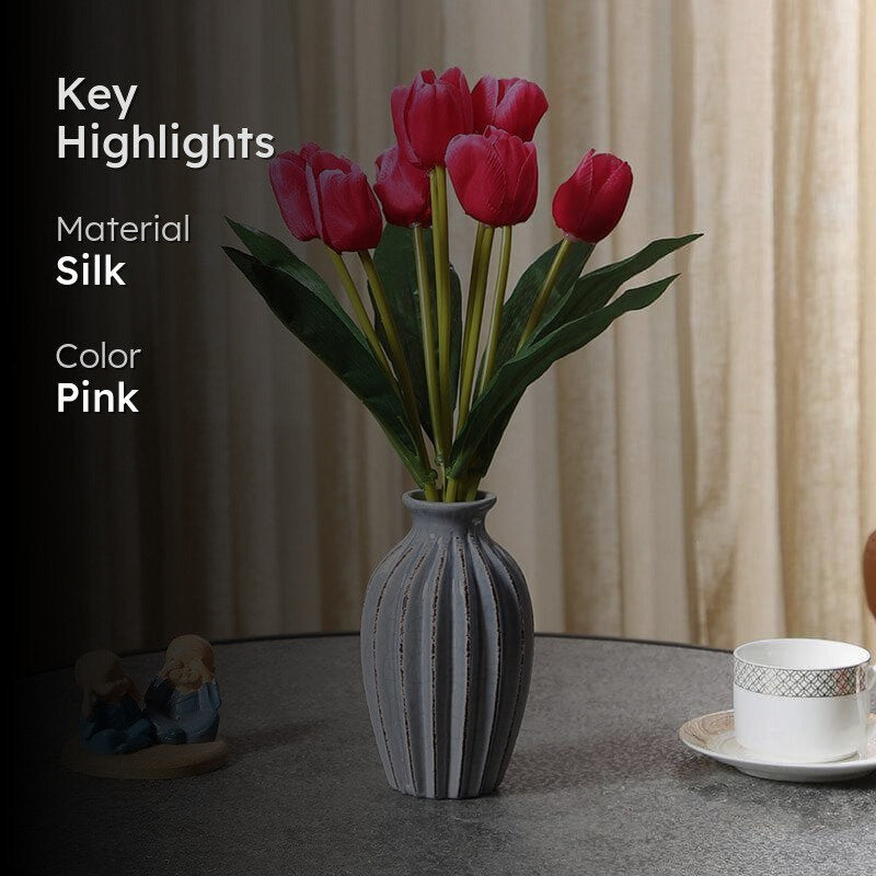Faux Tulip Floral Bunch (Dark Pink) - Set Of Two media 2