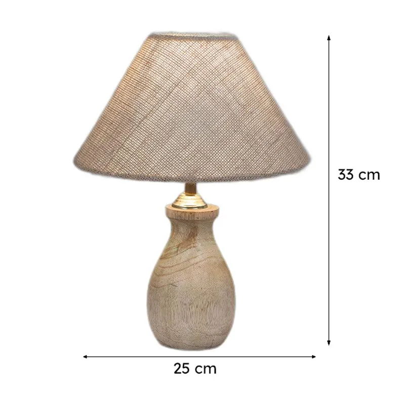 Tatami Curve Jute & Mango Wood Table Lamp - Beige,Brown media 8