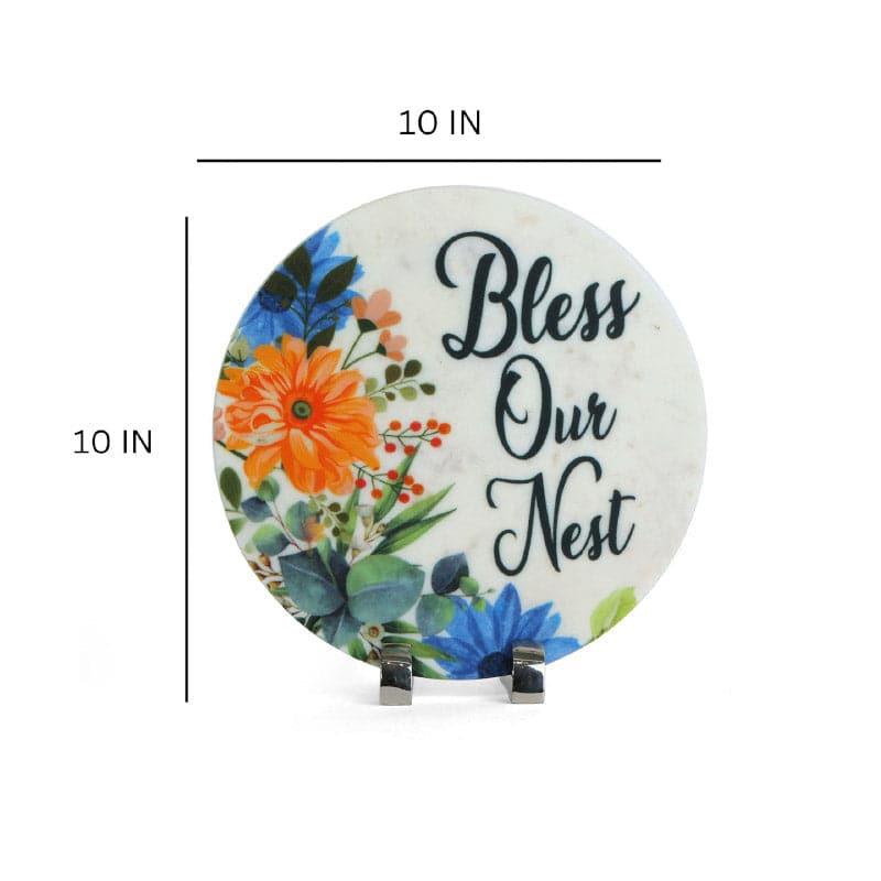 Bless Our Nest Floral Printed Marble Showpiece Table Accent media 6