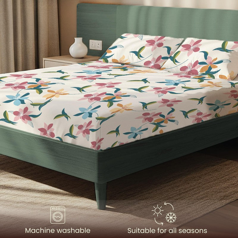 Rainbow Bloom Floral Cotton Bedsheets (Multicolor) - 200 TC media 6