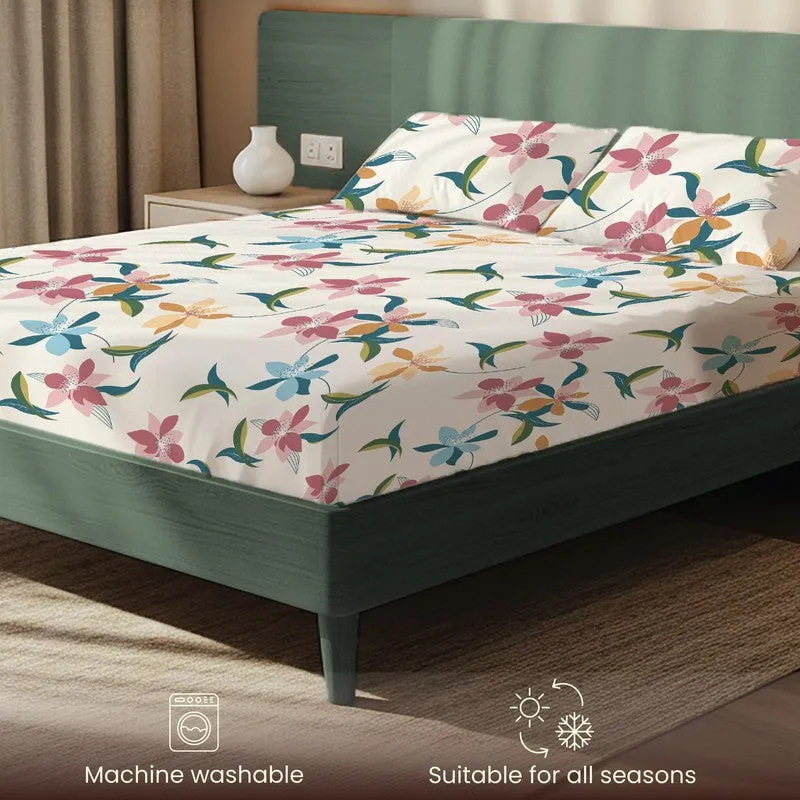 Rainbow Bloom Floral Cotton Bedsheets (Multicolor) - 200 TC media 6