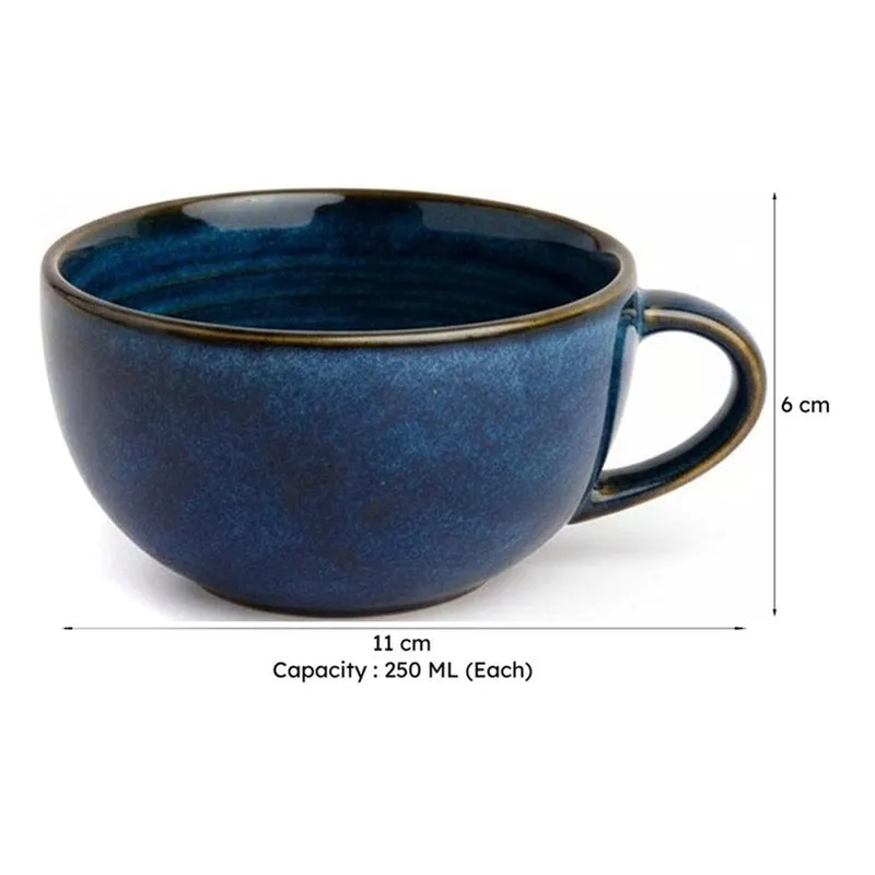Cuddle Ceramic Tea Cup (250 mL Each),Dark Blue) - Set Of Six media 7