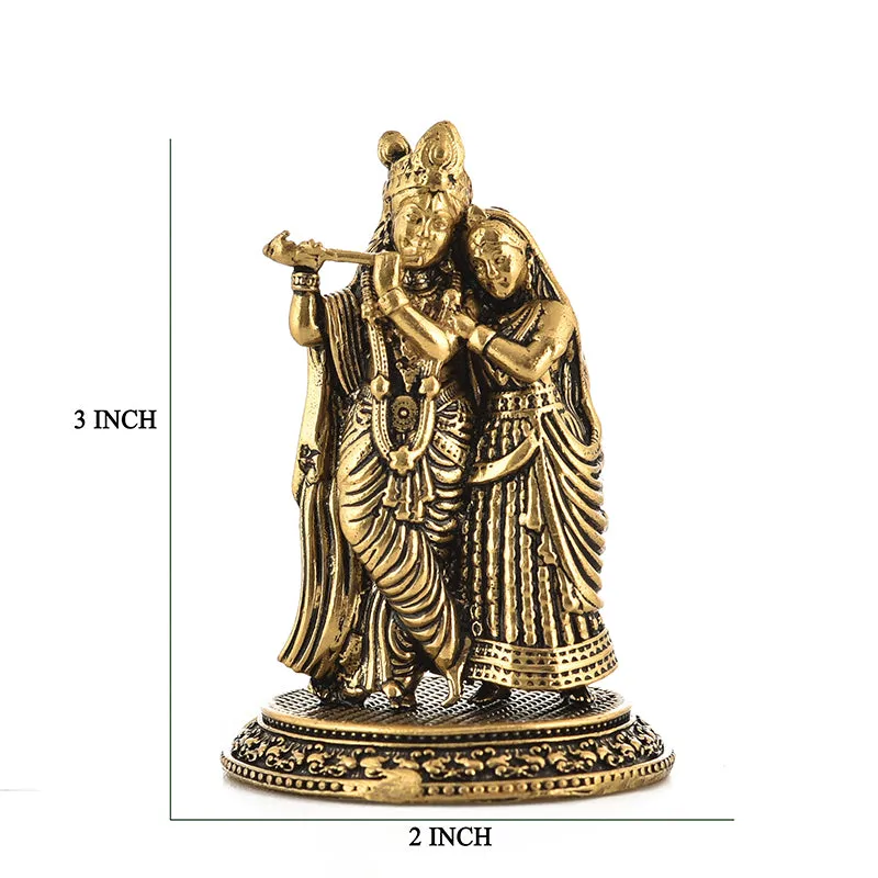 Auspicious Radha Krishna Brass Idol - Gold media 7