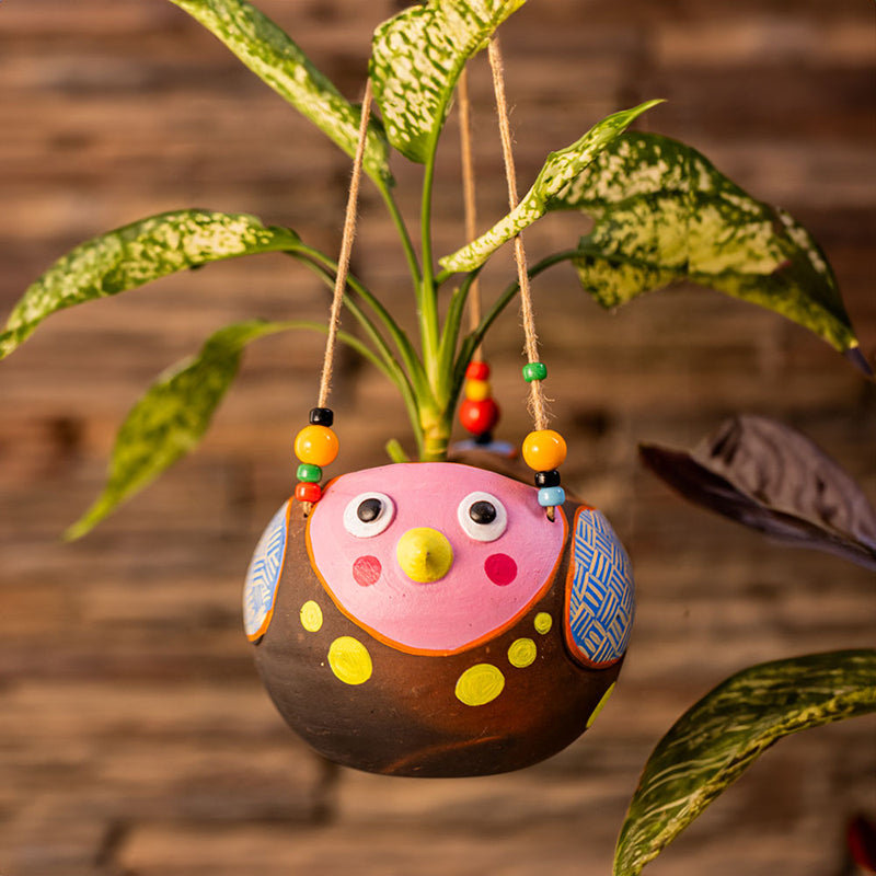 Hoot & Root Hanging Planter - Pink media 6