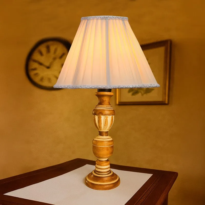 Zenrae Pleat Wooden Table Lamp - OffWhite,Brown media 3
