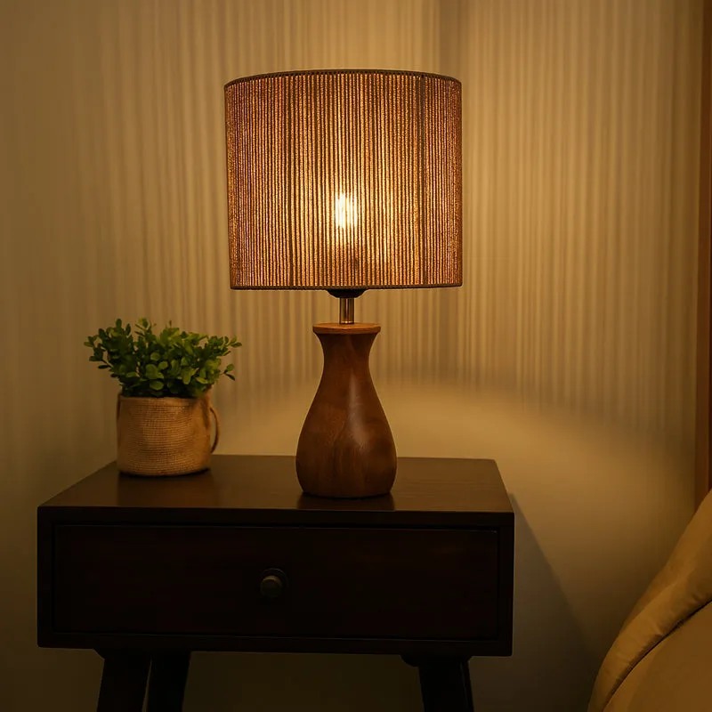 WhirlLit Rattan Mango Wood Table Lamp - Beige,Brown media 1