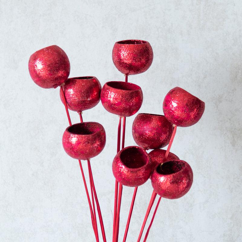 Glittee Red Dried Bell Cup Stick - Set Of Ten media 4