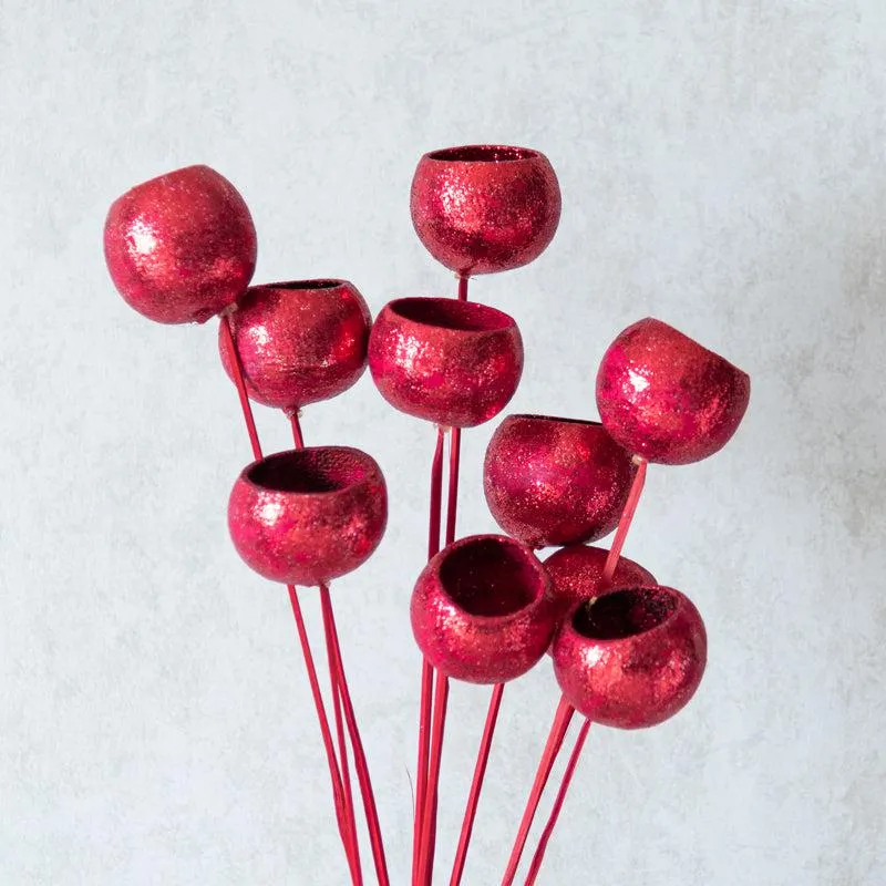 Glittee Red Dried Bell Cup Stick - Set Of Ten media 4