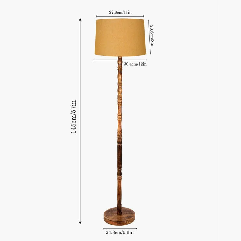 Heritage Turned Wooden Floor Lamp - Orange & Brown media 8
