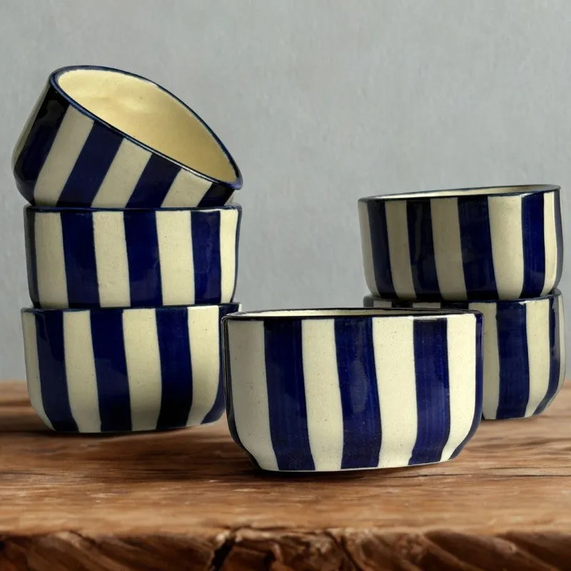 Annavya Ceramic Dip Bowls (Blue,White ,50 mL Each) - Set Of Six media 3