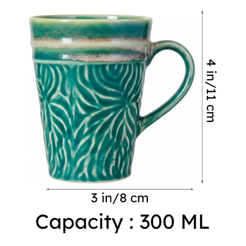 Ceramuse Ceramic Coffee Mug (300 mL Each/Teal Green) - Set of Six media 8