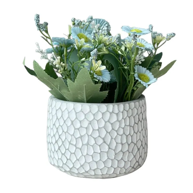 Faux Aster Artificial Flower With Pot - Blue media 5