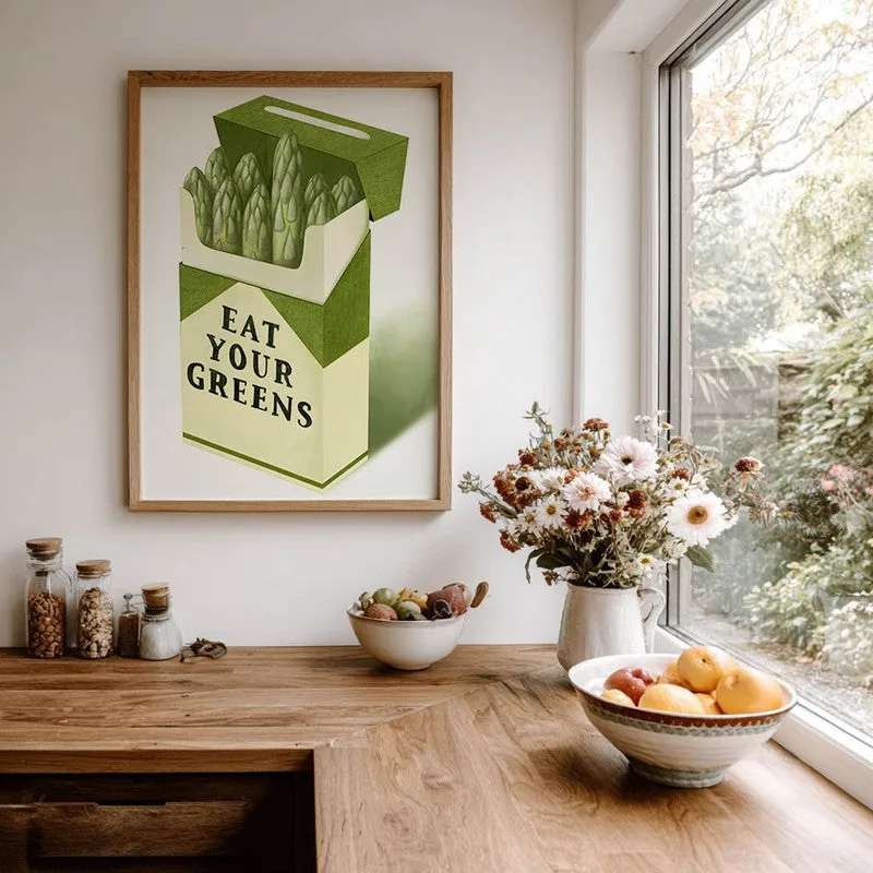 Eat Your Greens Archival Canvas Wall Art - Brown media 7