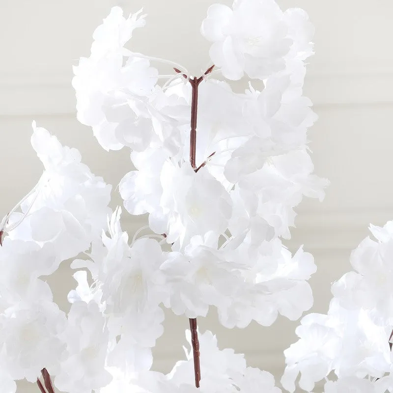 Blossira Cherry Blossom Fabric Arificial Flower - White media 4