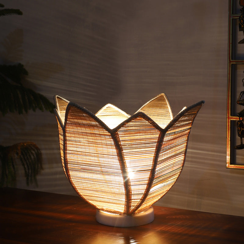 Nordelle Bamboo Petal Curve Table Lamp - Beige