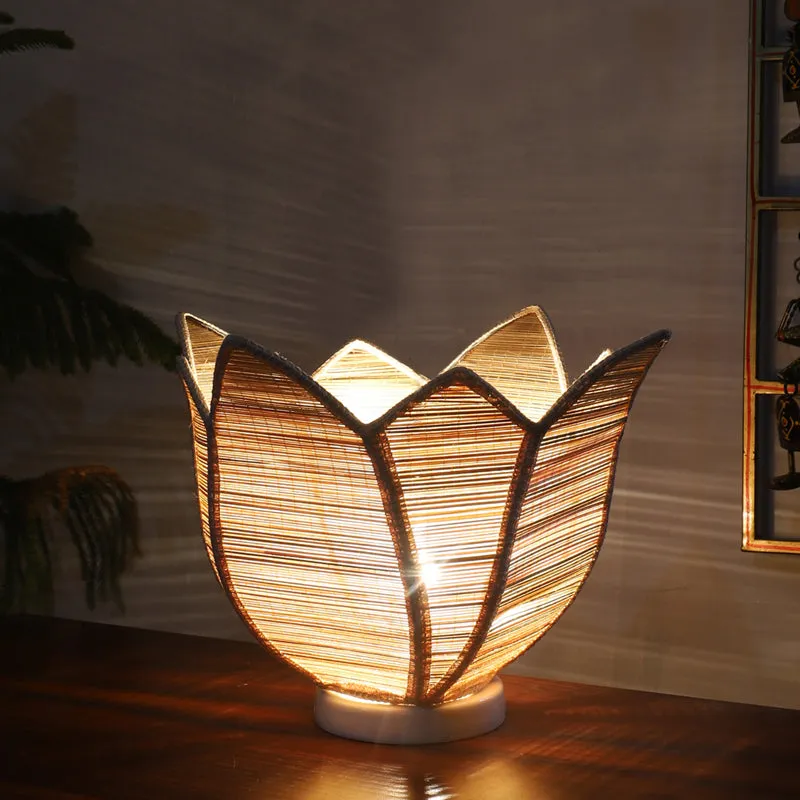 Nordelle Bamboo Petal Curve Table Lamp - Beige media 1