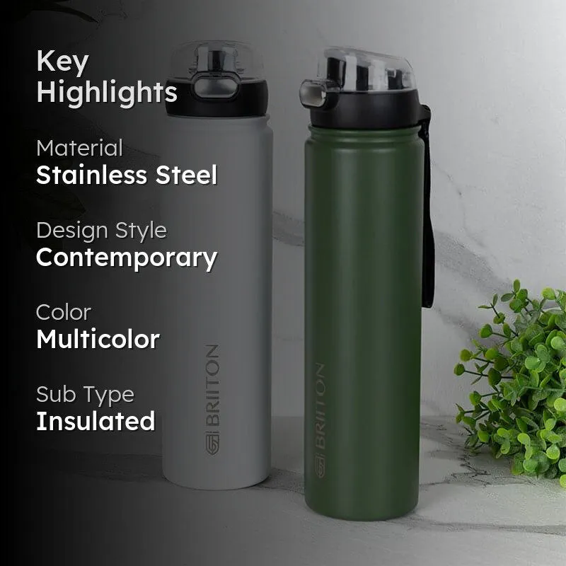 Harpo Sip Hot & Cold Thermos Water Bottle (White & Green, 750 mL Each) - Set Of Two media 2