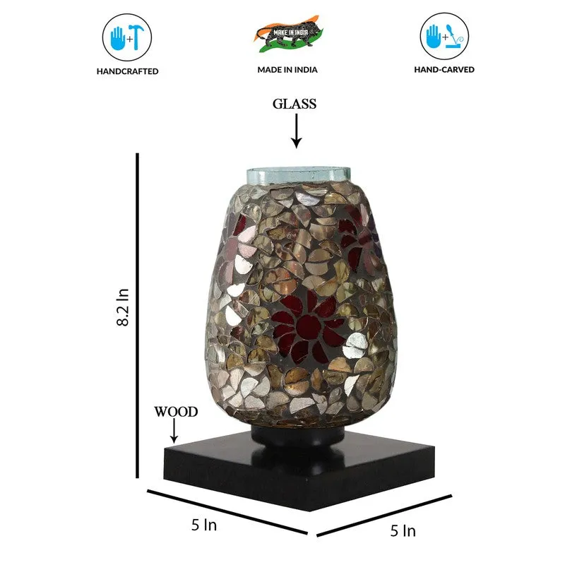 Sparkleon Mosaic Glass Table Lamp With Wooden Base - Multicolor media 9